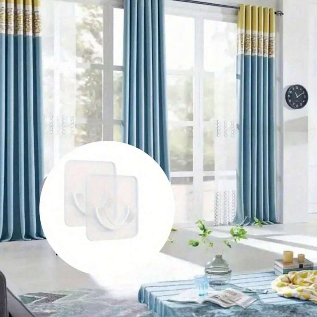Adhesive Shower Curtain Rod Holder 4pcs Wall Mount Transparent Tension Bracket