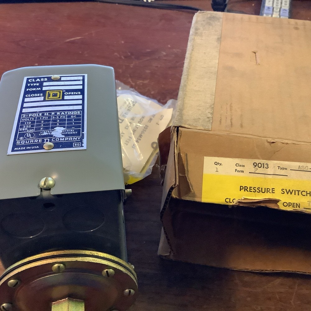 NOS Square D 9013 ASG-8 Pressure Switch Closes 50 Opens 70