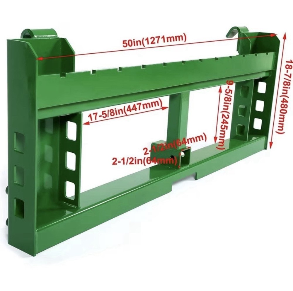 3000LB Trailer Pallet Fork Frame Attachment Skid Steer Loader Receiver Green