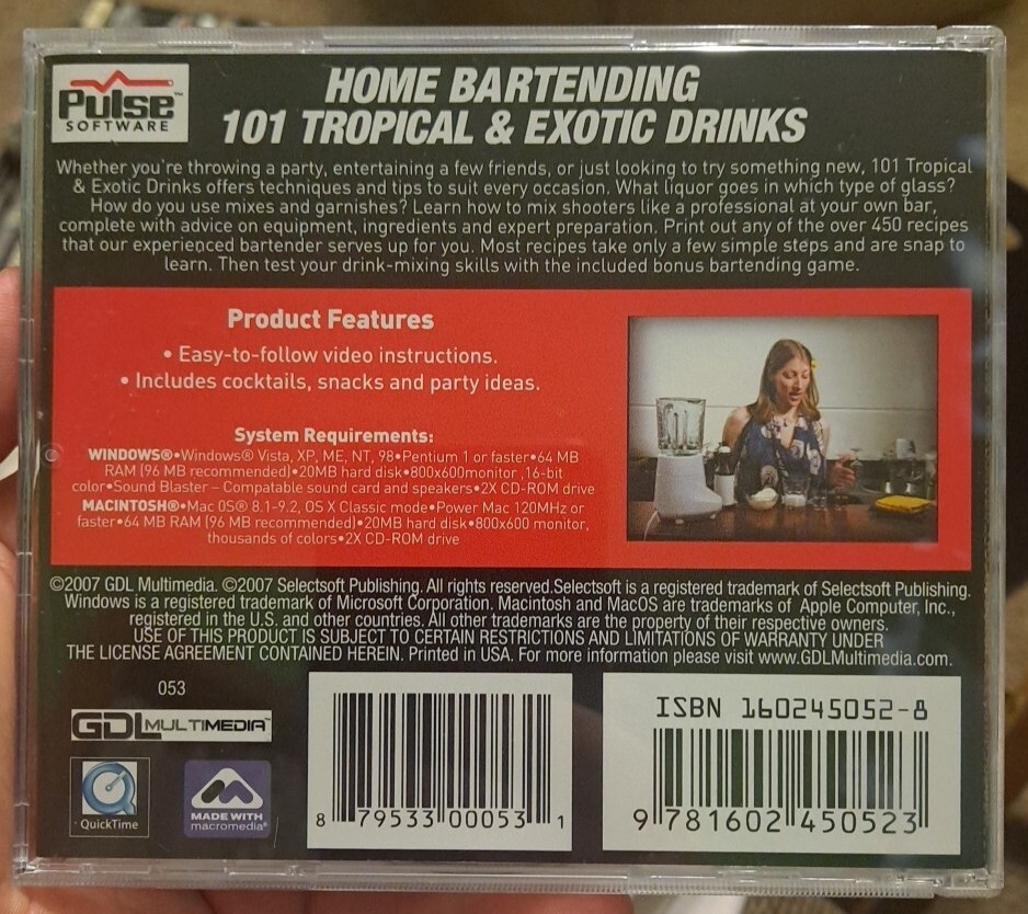 HOME BARTENDING 101: Tropical & Exotic Drinks - WIN MAC CD-ROM Software
