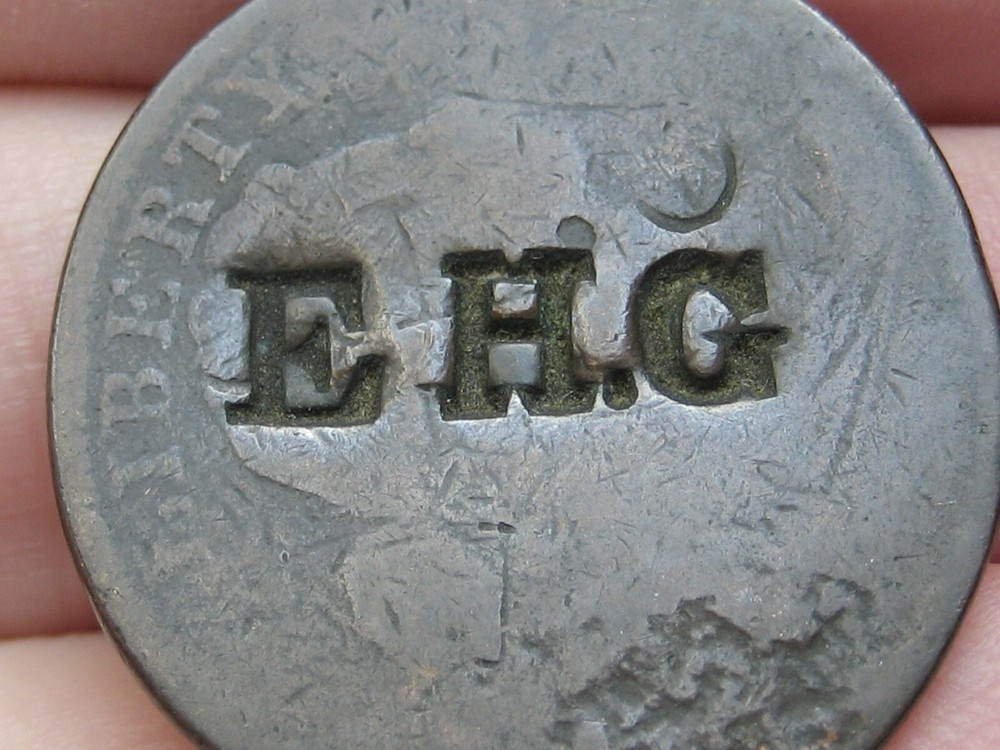 1796-1807 Draped Bust Large Cent- Counterstamped EHG