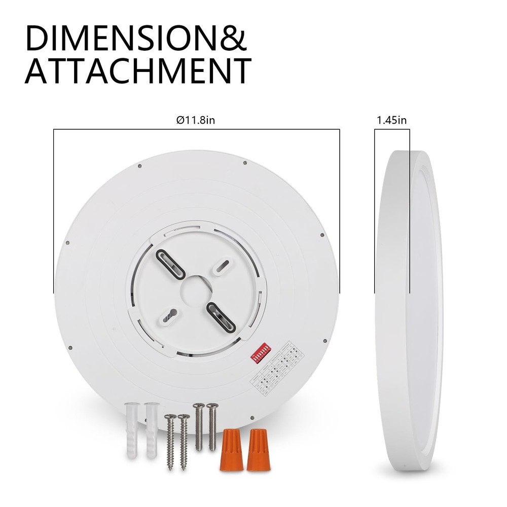 11.8 inch Ceiling Light Wired with Motion Sensor, 24W 5CCT Dimmable Flush Mou...