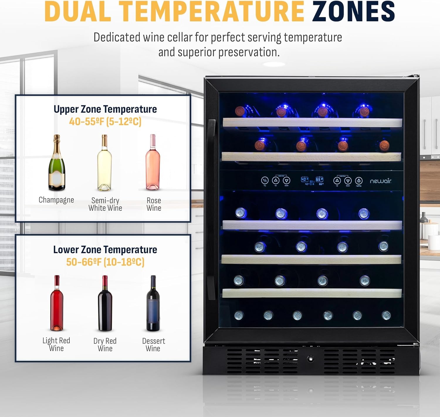 Newair NWC046BS00-RB 24" Built-in Dual Zone Wine Fridge - Certified Refurbished