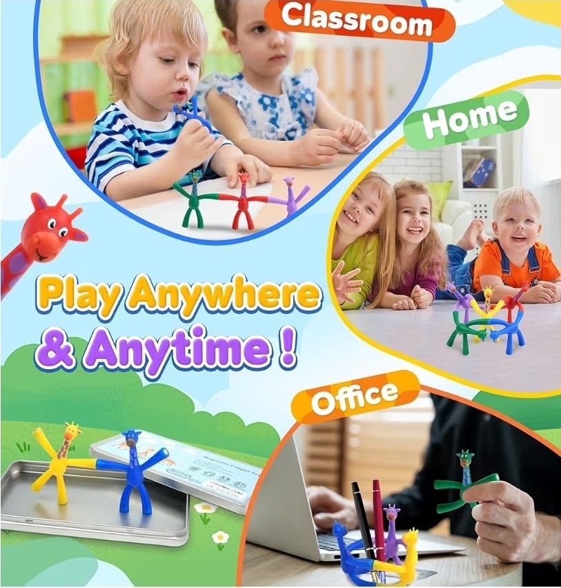 Magnetic Fidget Toy (Giraffe) Magnetic Travel Toys 5 Pcs Fun For Kids