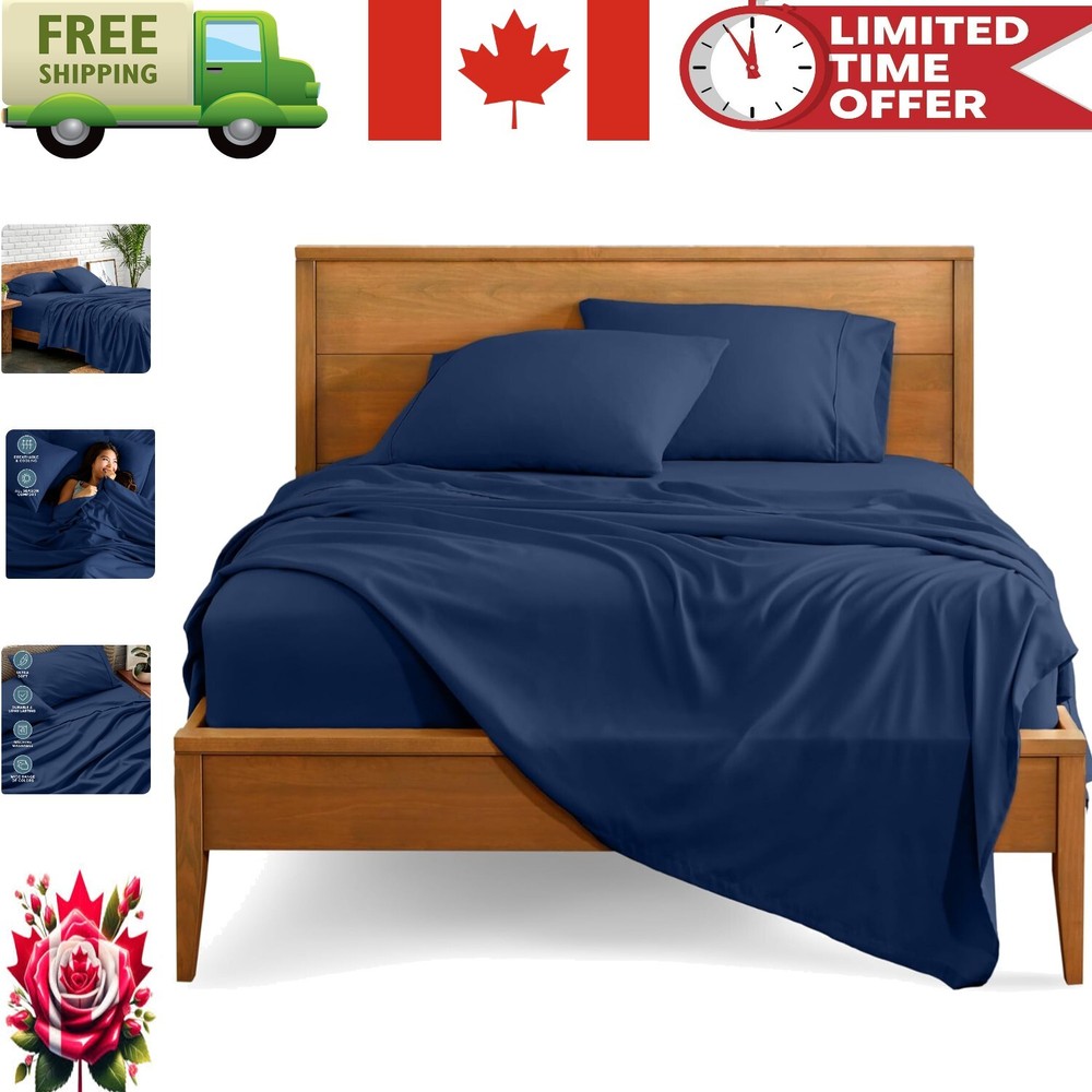 Ultra-Soft Dark Blue Full Sheet Set - Deep Pocket & All-around Elastic Bedding