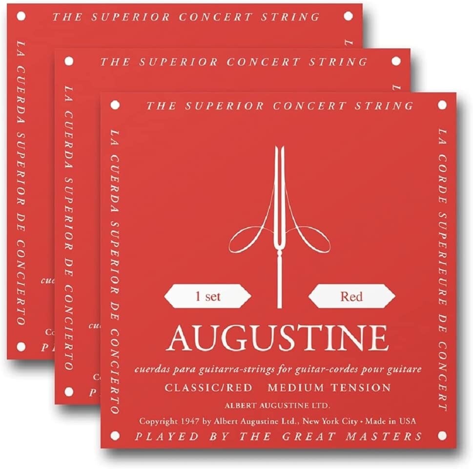 AA Augustine Medium Tension Classical Guitar Strings (3-Pack) Red