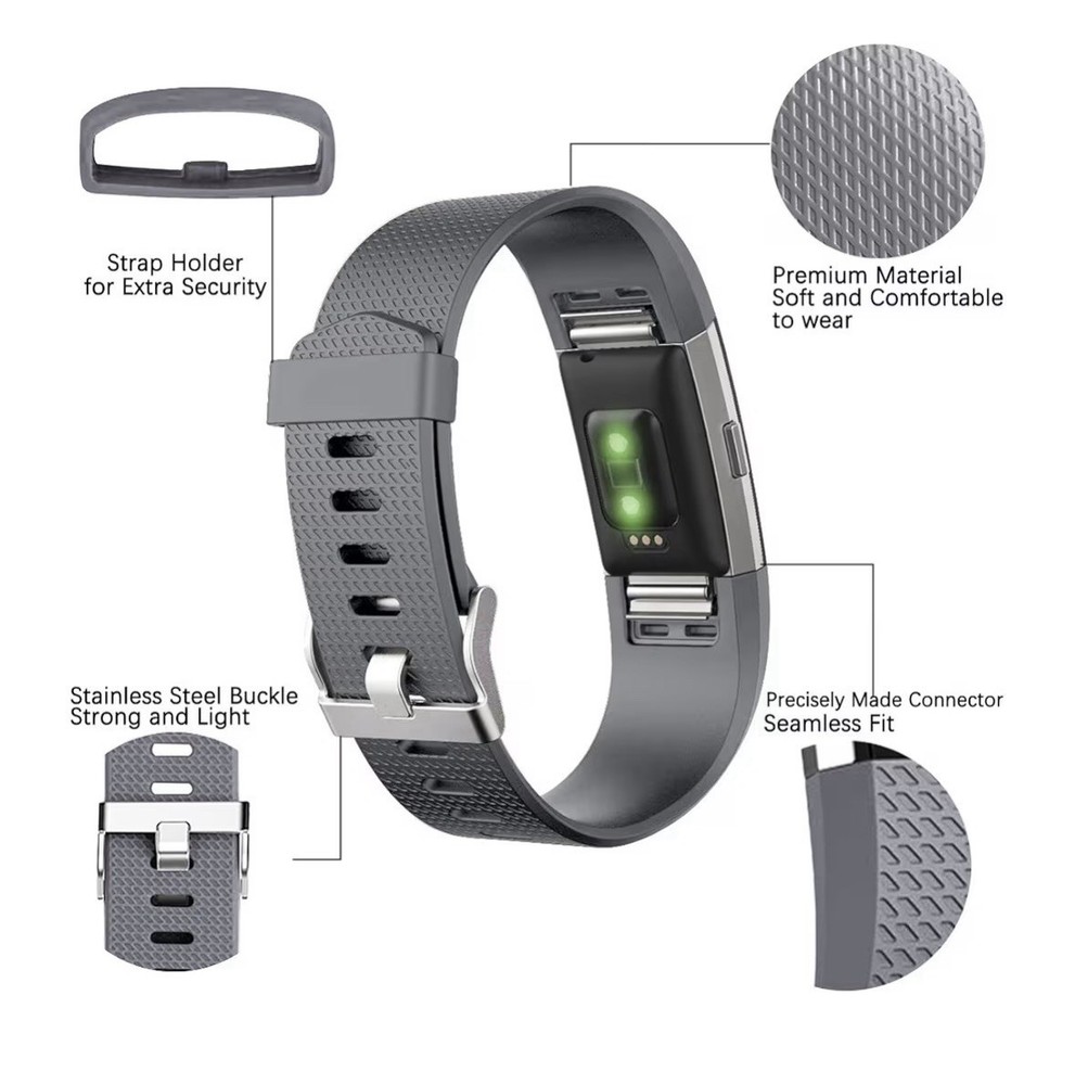 Bands Replacement Compatible with Fitbit Charge 2, 3-Pack, Small Gray/Blue/Black