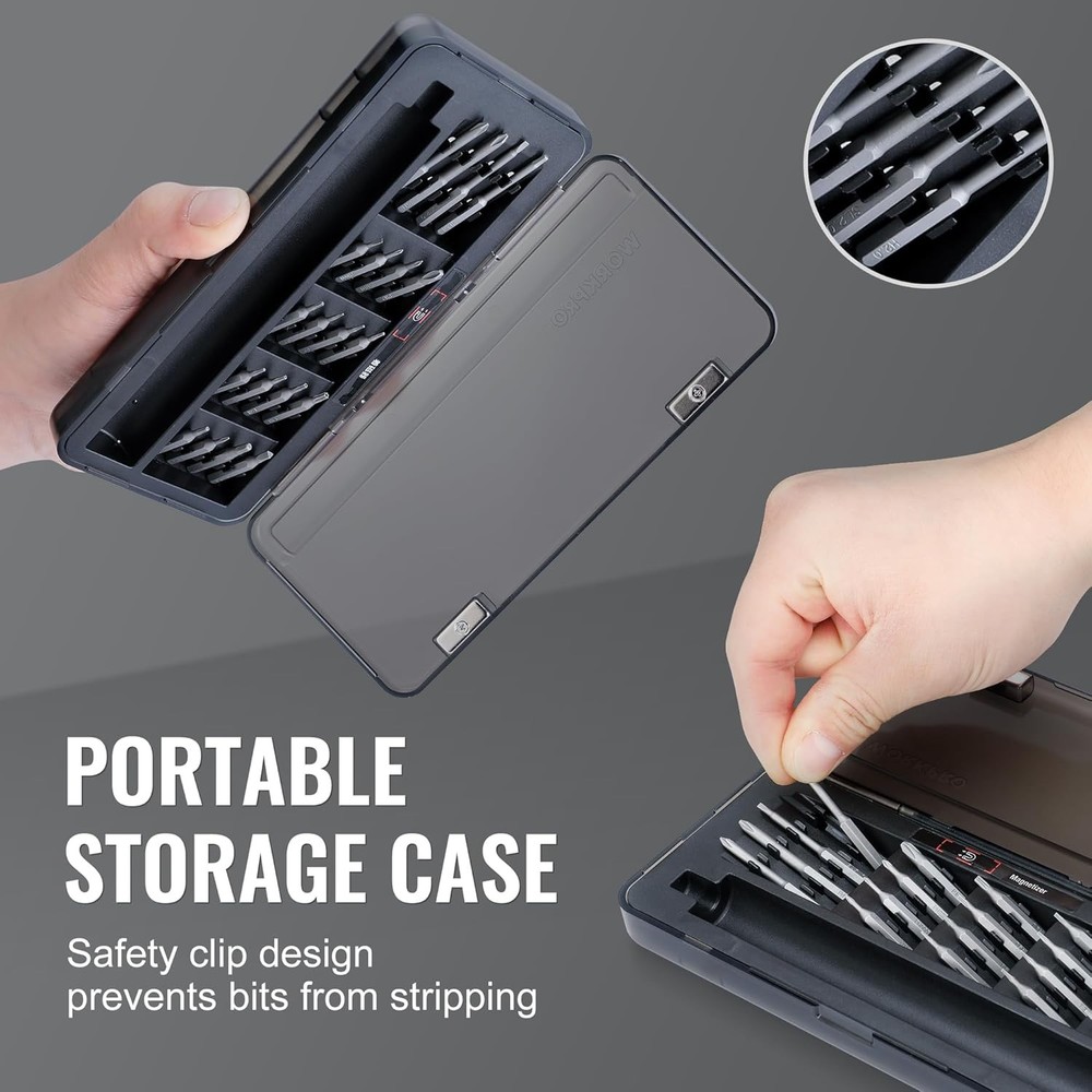 WORKPRO Mini Electric Screwdriver 20 in 1 Electric Precision Screwdriver S2 Bits