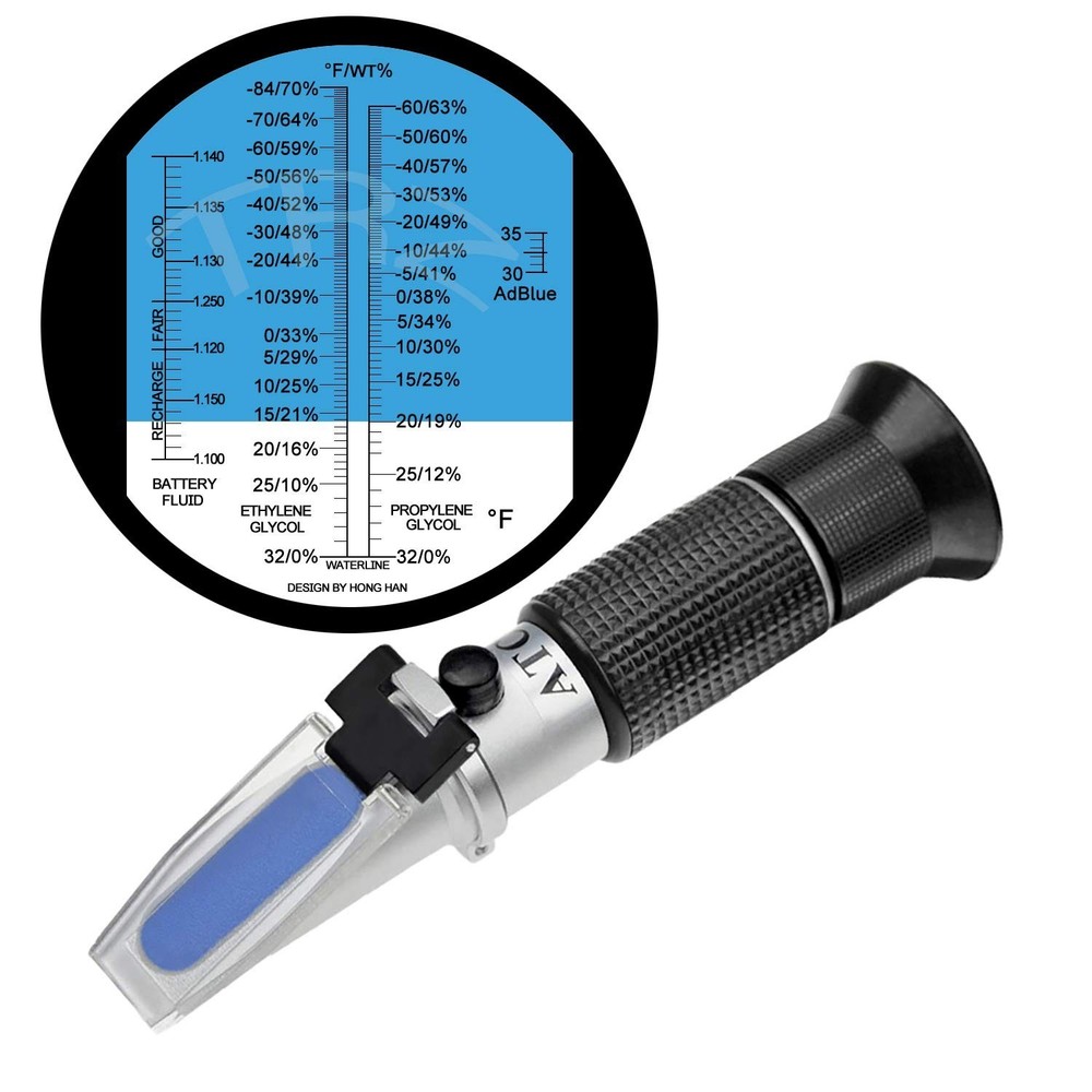 Compact 4-in-1 Refractometer for Antifreeze, AdBlue & Battery Fluid Testing