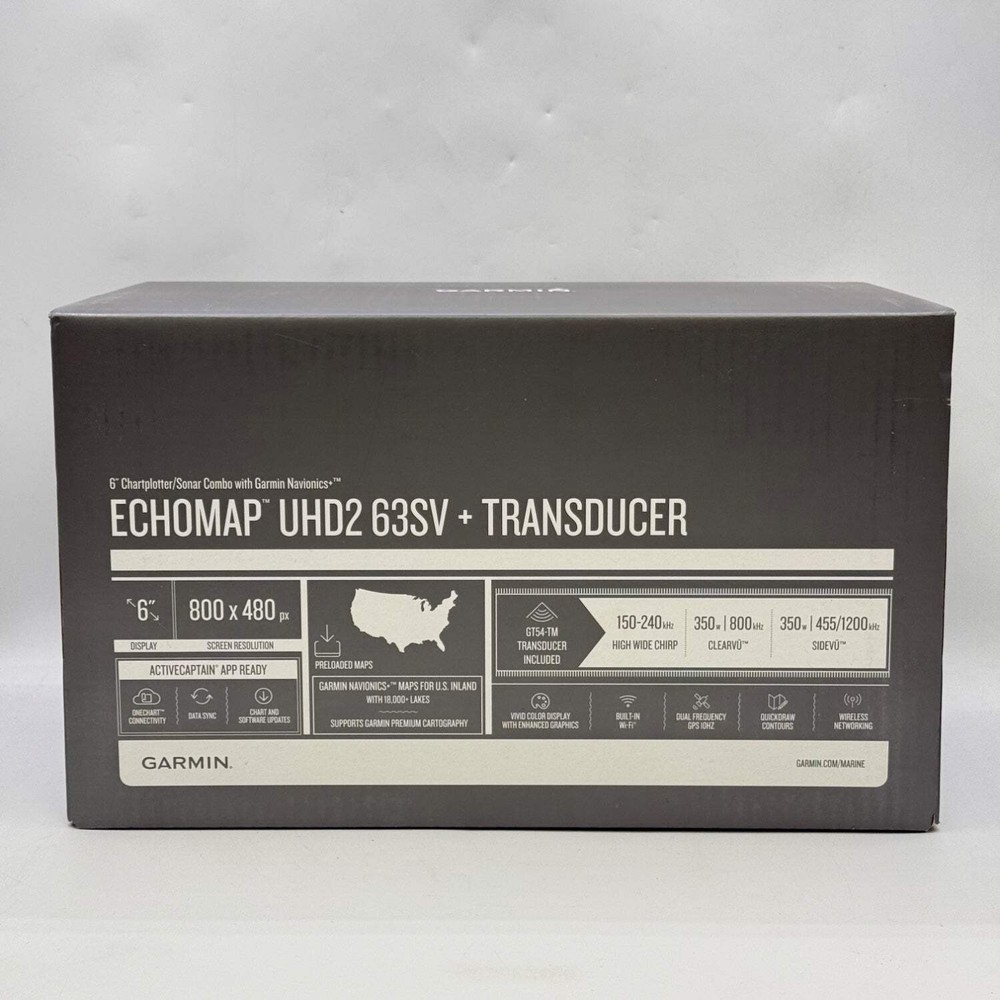 New GARMIN Echomap UHD2 63SV + Transducer 6" Touchscreen Chartplotter Sonar Comb