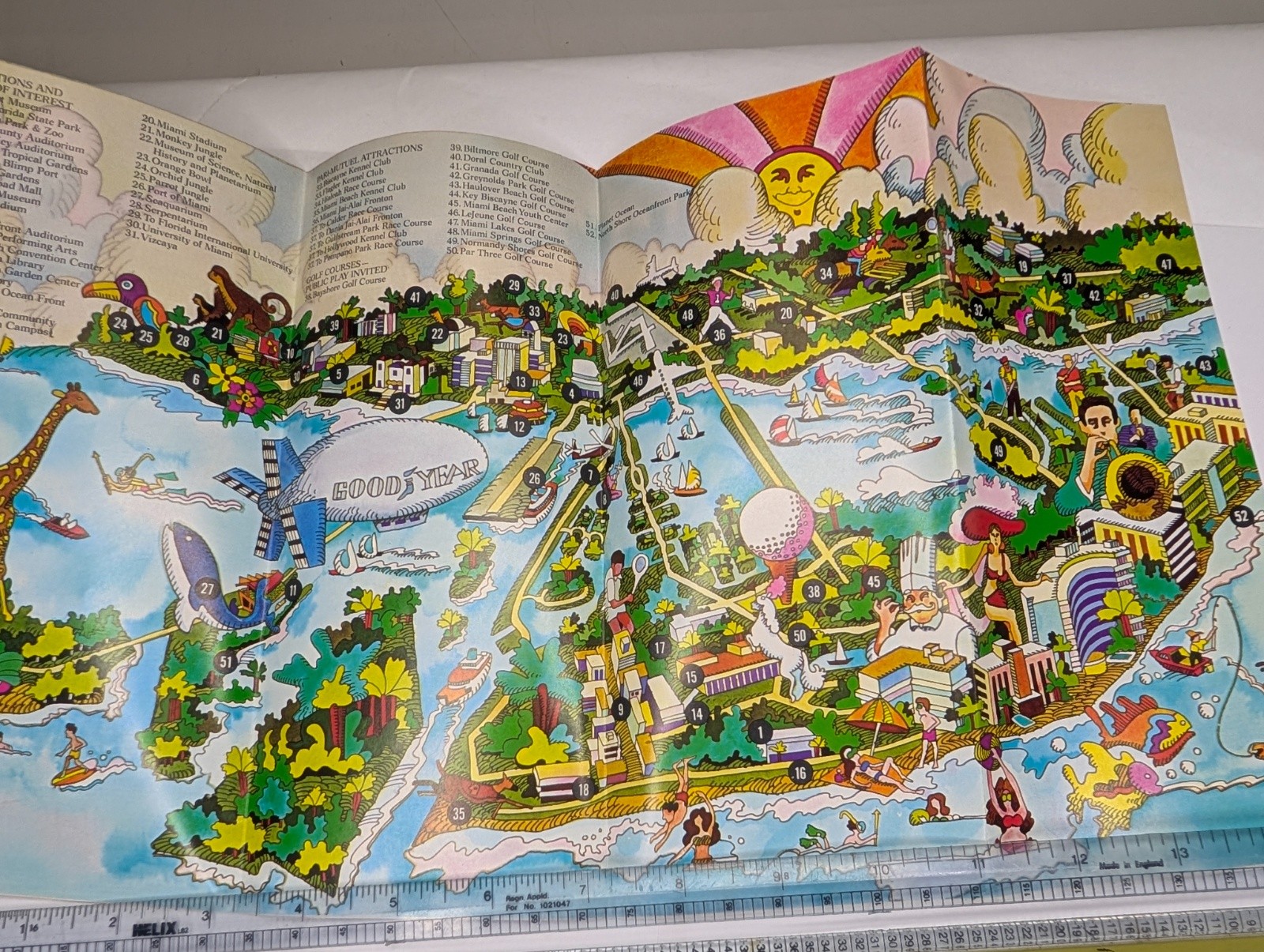 c1970s Miami Beach Florida Travel Brochure Guide Map Tourist Parks Map Vtg 4O