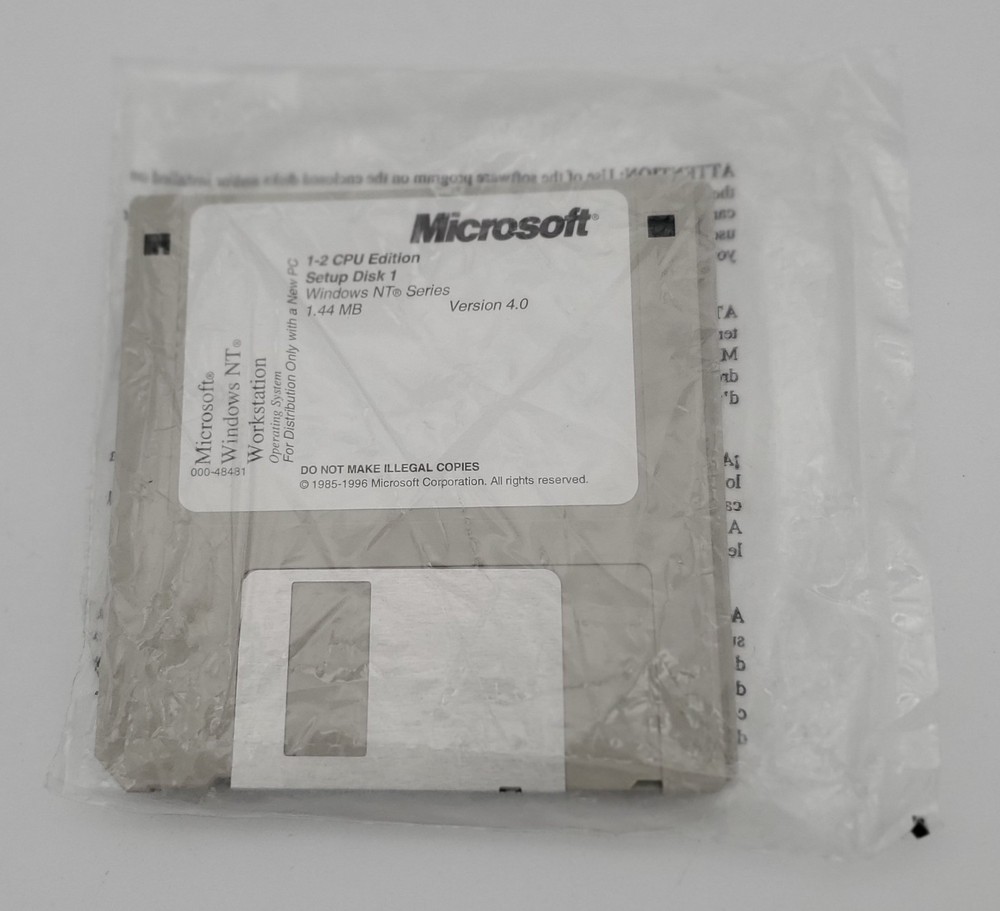 Microsoft Windows NT 4.0 Workstation 1-2 CPU Edition 3.5" Floppy Setup Disks