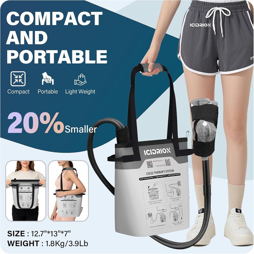 Portable Ice Machine for Post-Surgery Knee Relief, Adjustable Timer & Flow Rates