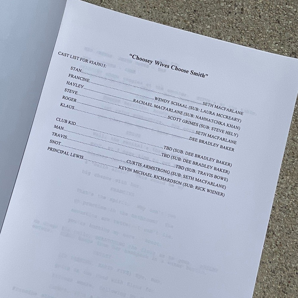 American Dad Scott Grimes Steve Smith 2007 Production Used Table Draft Script
