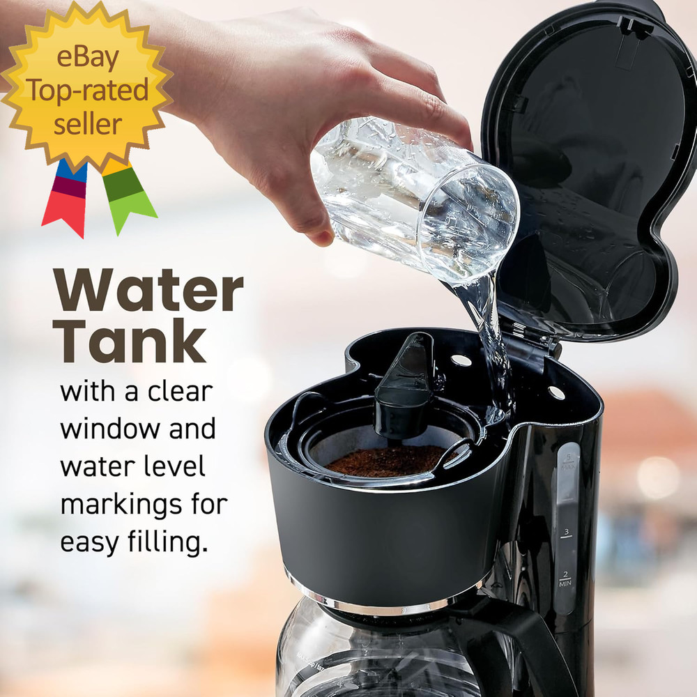 EHC-5055 Automatic 5-Cup Brew & Drip Coffee Maker with Pause N Serve Reusable