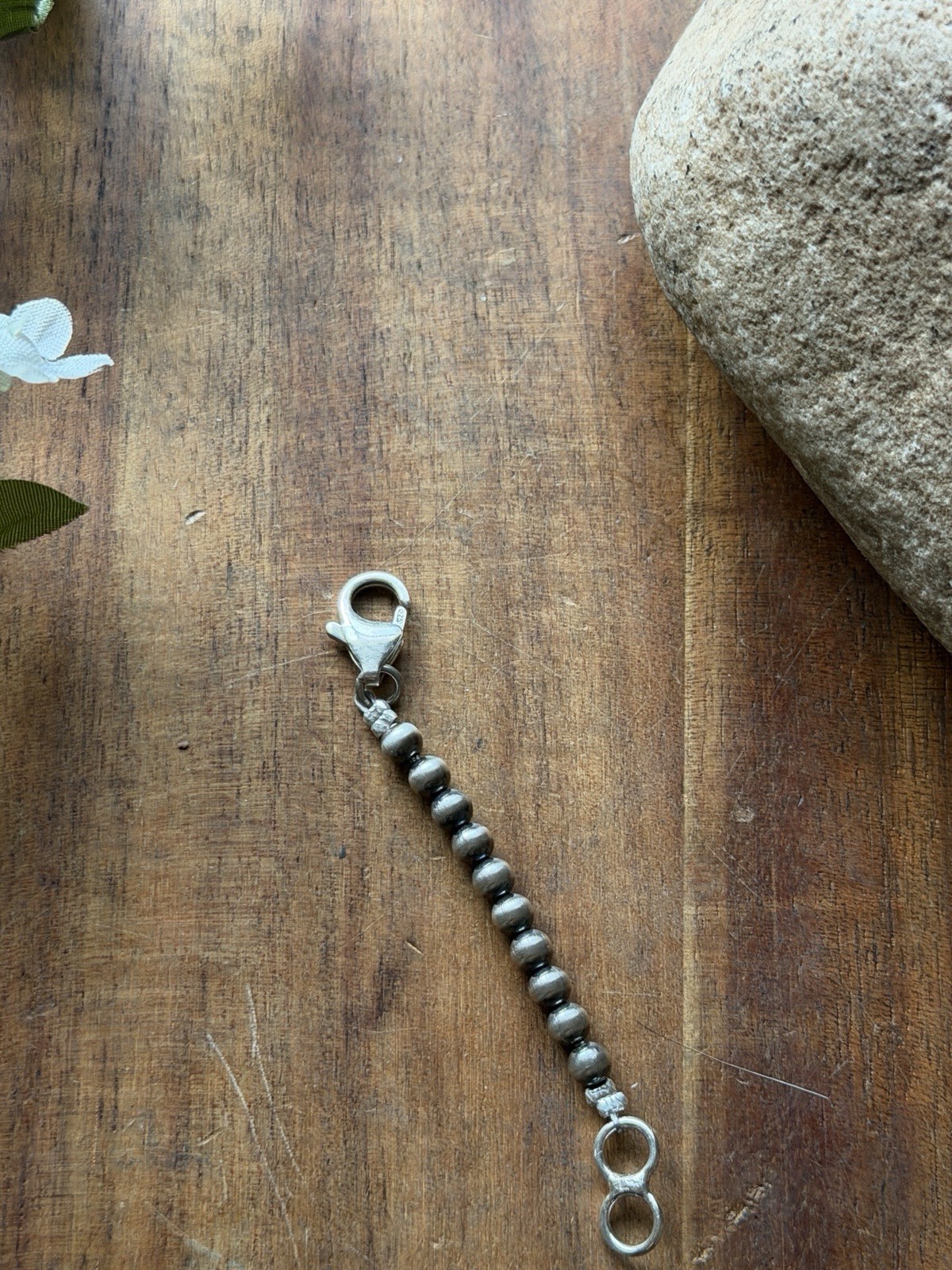 Necklace Chain Extender Sterling Silver Pearls Bead 4mm 2 Inch Lobster Clasp