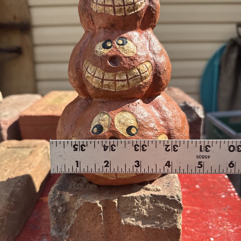 Jack O Lanterns Pumpkins Stack Handmade Resin 8.5” Paper Composite