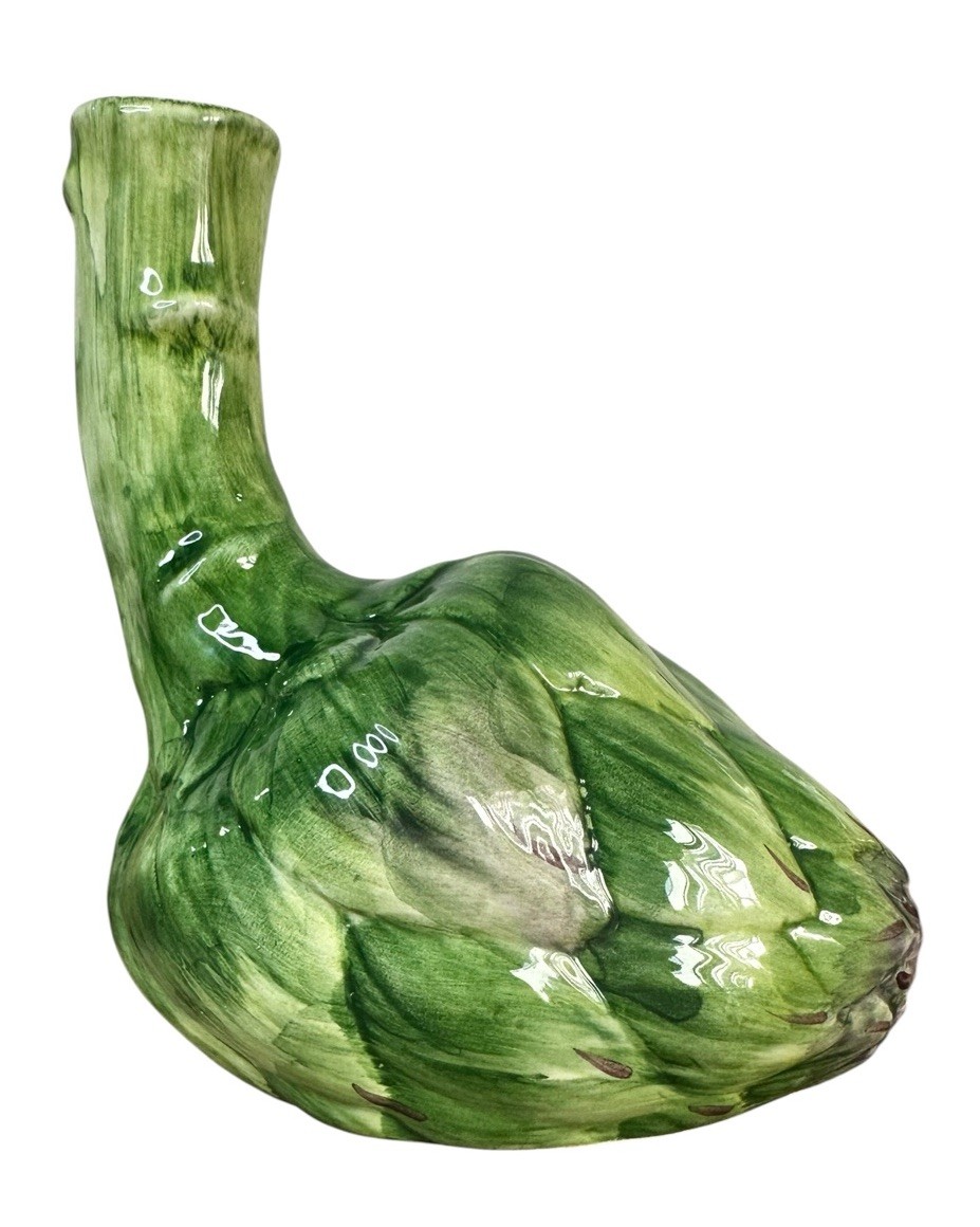 Artichoke Vase Bottle Ceramic Vegetable Decor Italian Majolica