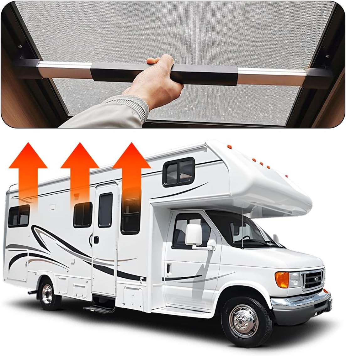 RV Screen Door Cross Bar Handle, Non-Slip Grip Adjustable from 21-5/8 to 28-5/8
