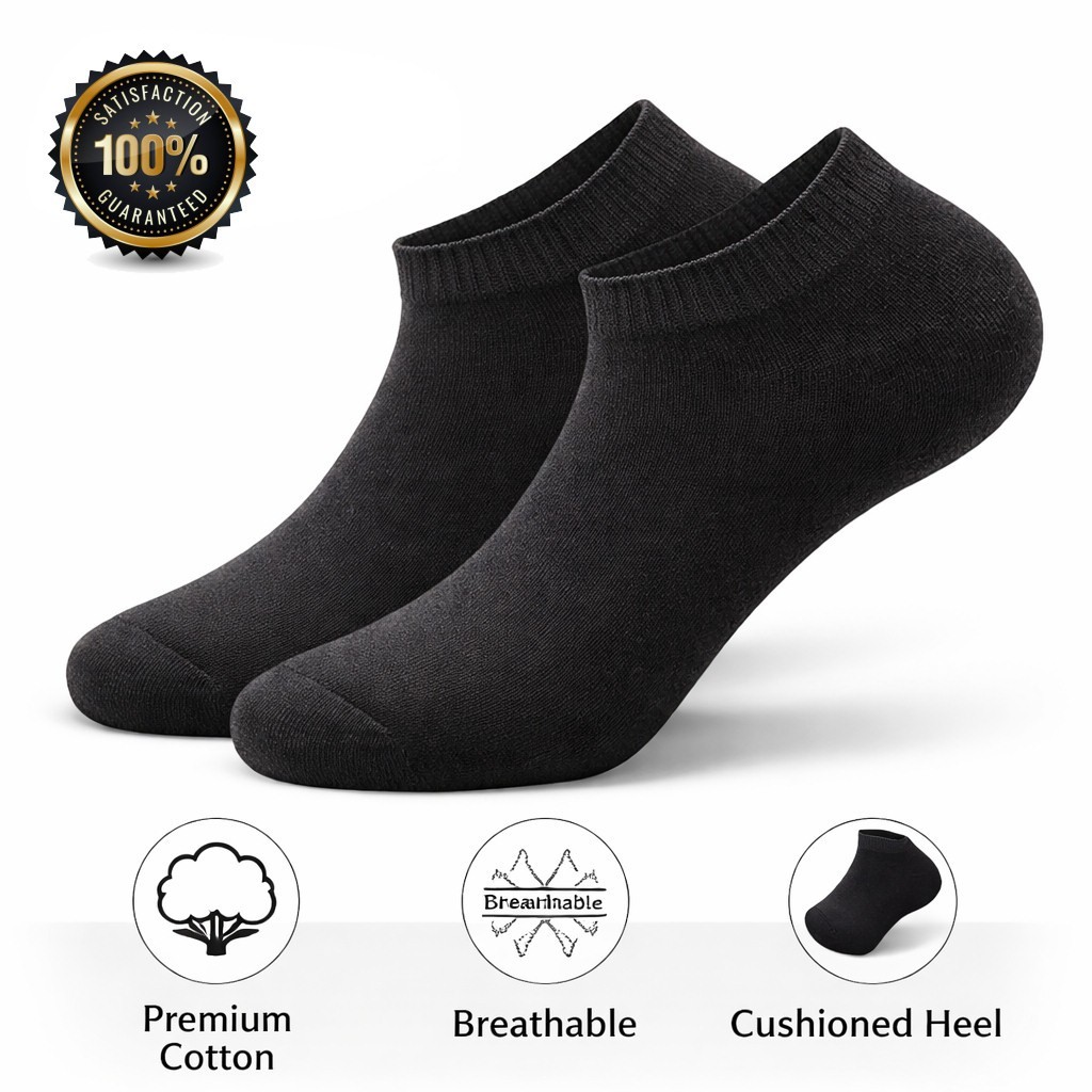 3-12 Pairs Mens Plain Solid Cotton Sports Ankle Athletic Socks Low Cut Size 8-12