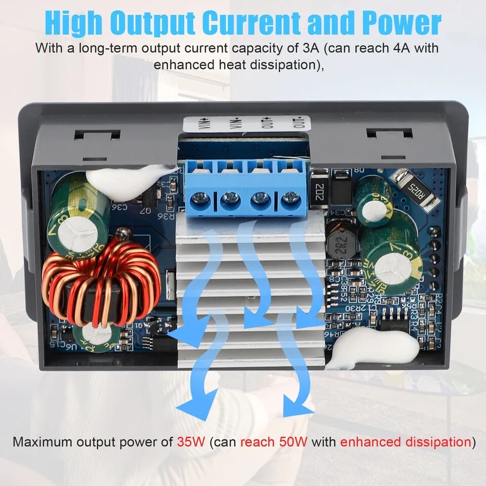 DC Adjustable Step Up Down Buck Boost Power Supply Voltage Regulator LCD Module