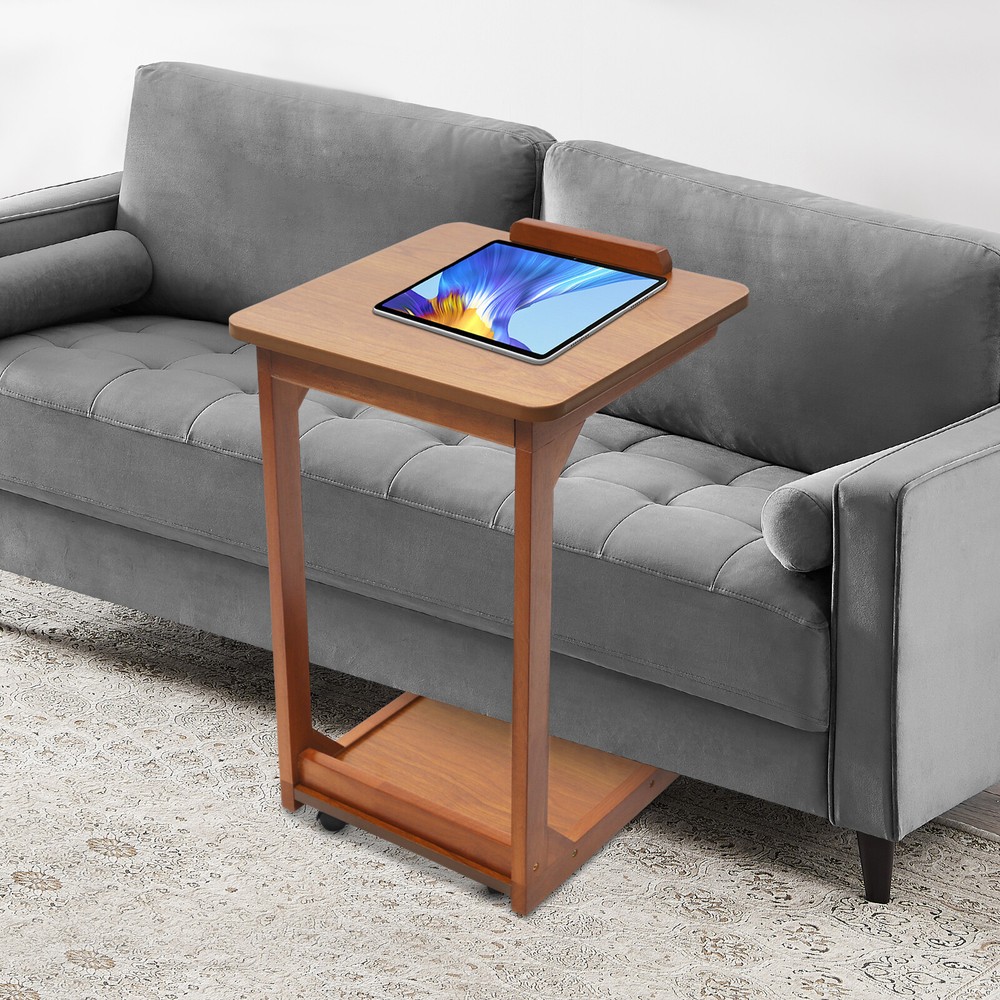 C-shaped Table Couch Table Sofa Bed Side Table W/ Wheels 40*40*63cm 0-40° Angle