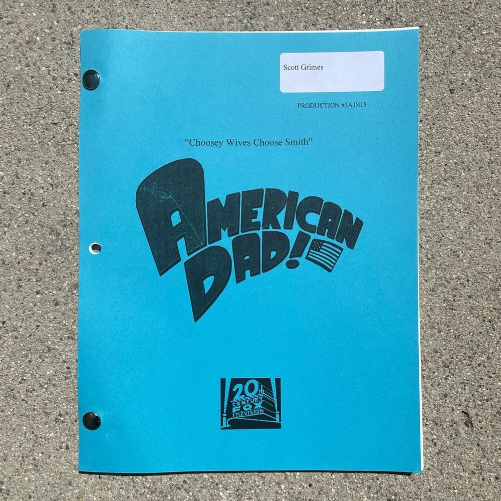 American Dad Scott Grimes Steve Smith 2007 Production Used Table Draft Script