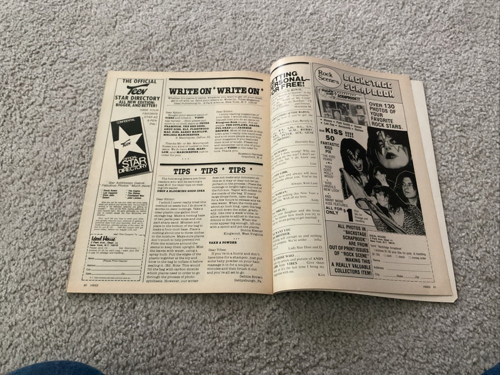 VIBES MAGAZINE 1978 LOT OF 3 KISS POSTER LED ZEPPELIN ROLLING STONES POSTER ROD