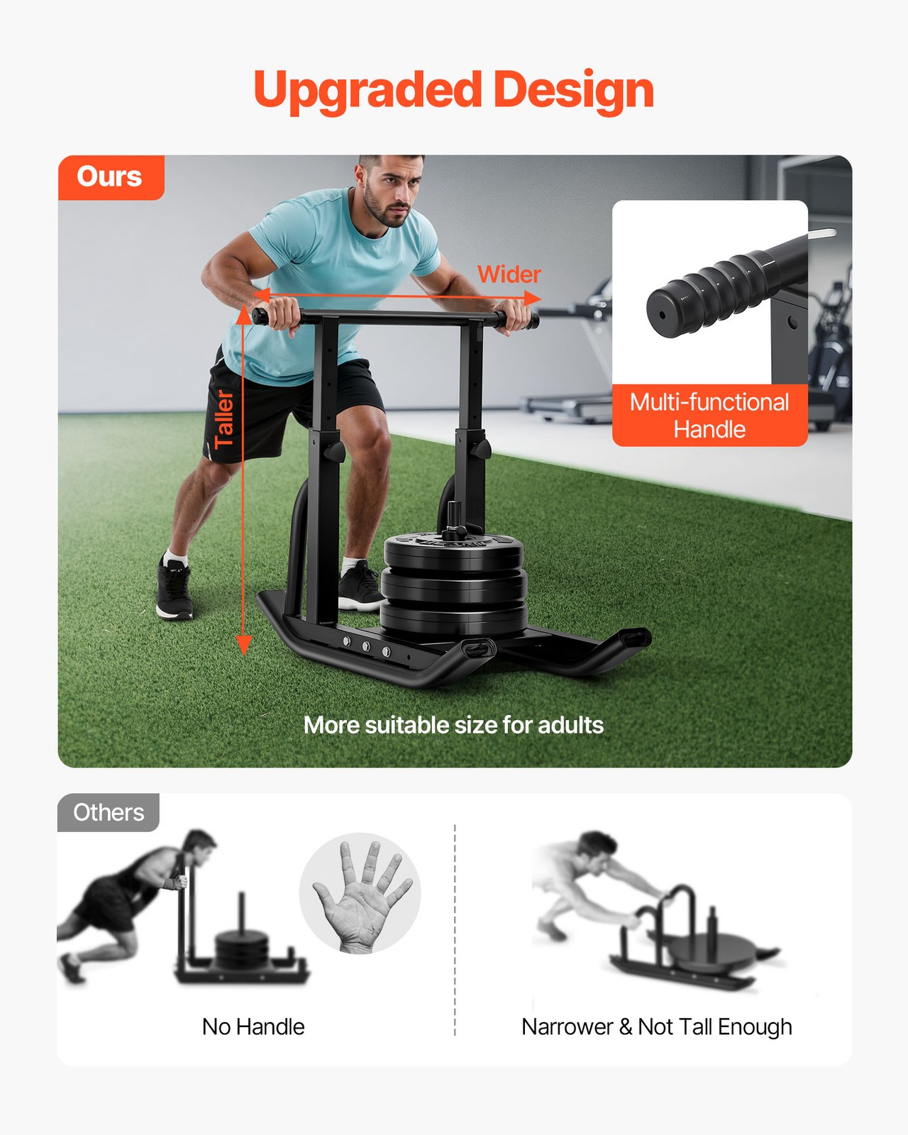 VEVOR Weight Power Pull Push Sled Workout Fitness Strength Speed Training Sled