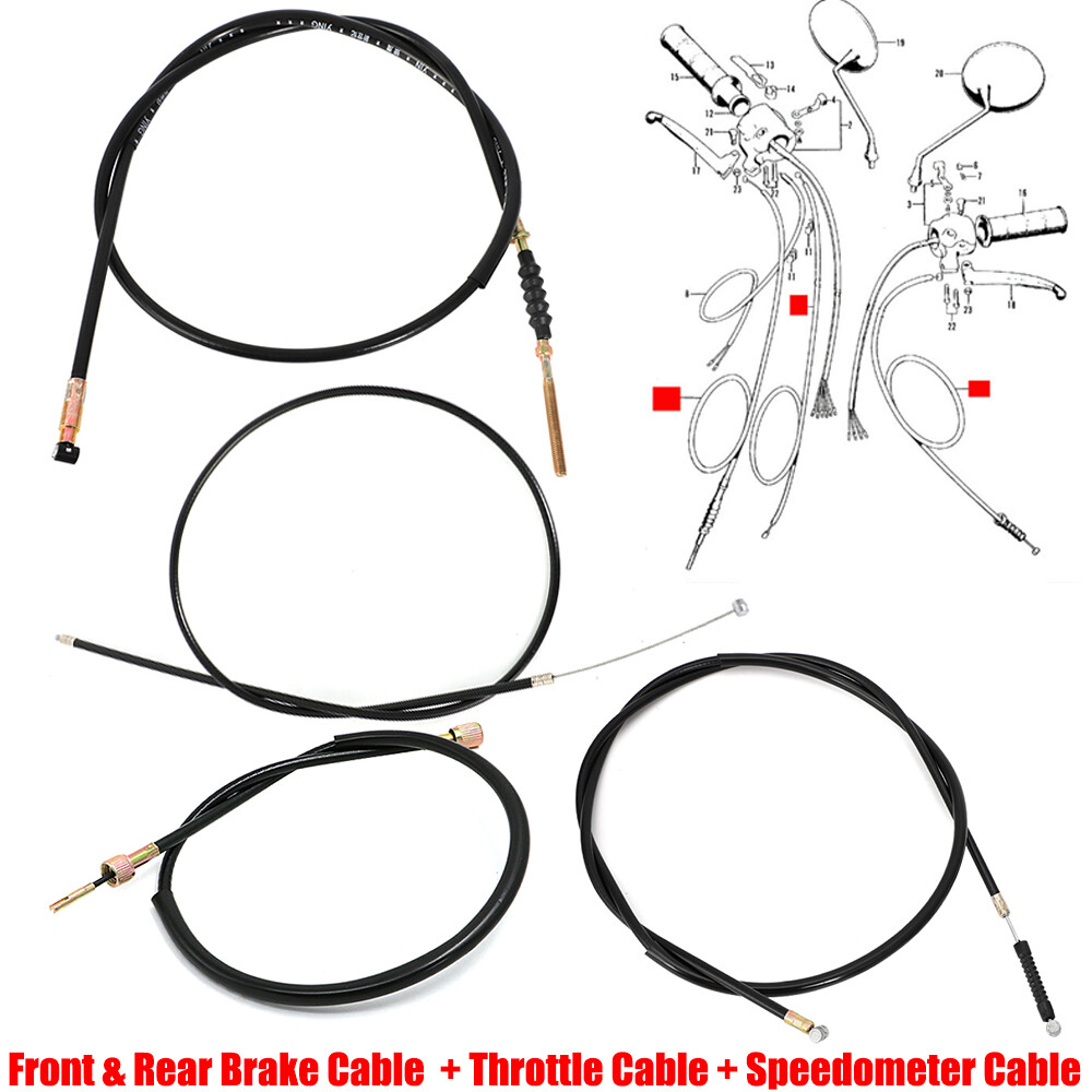 For 1970-1971 Honda Trail 90 CT90 K2 K3 Brake Cable Throttle Speedo Cable Set US