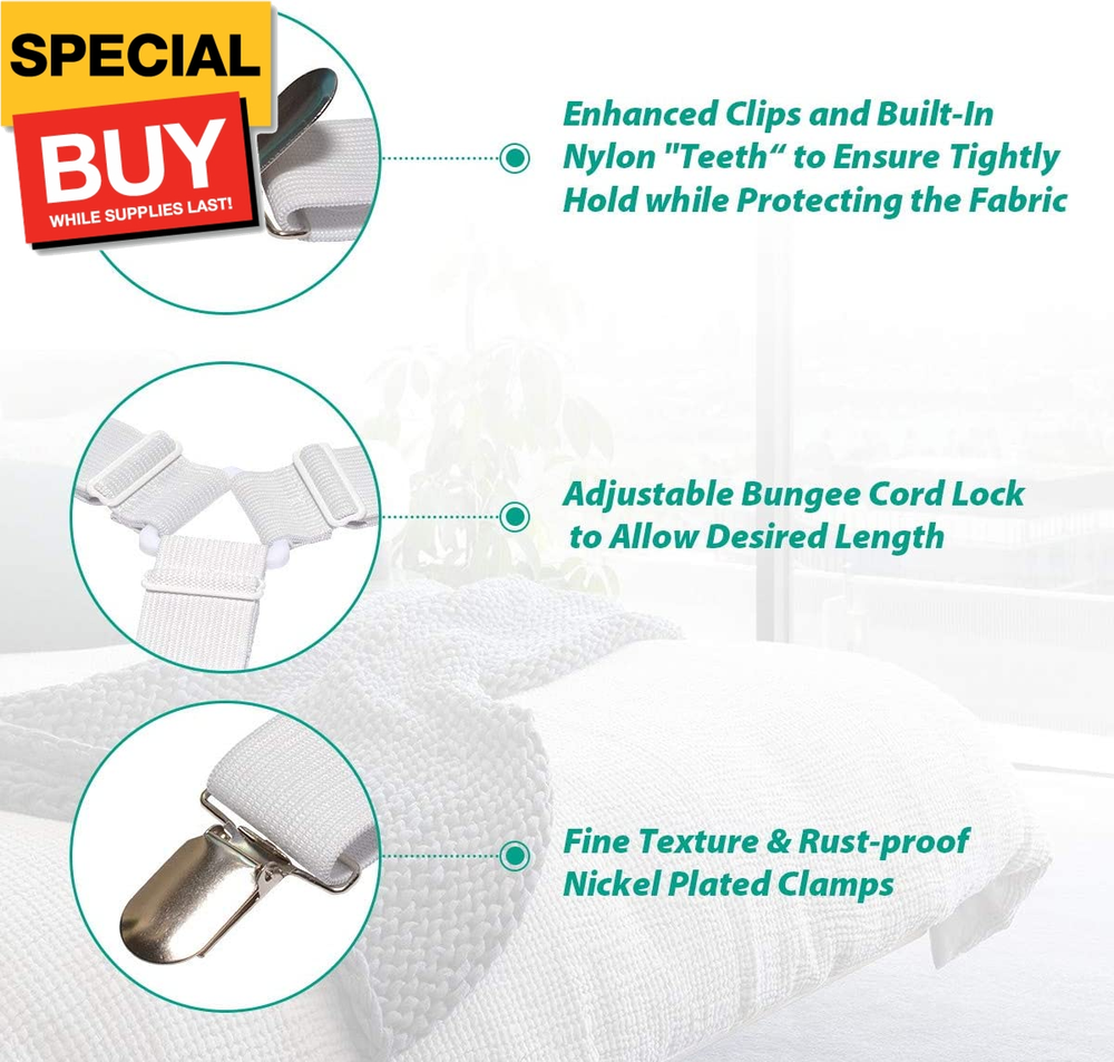 Bed Sheet Holder Straps Fitted Sheet Keepers Bedsheet Holders Fasteners - Elasti