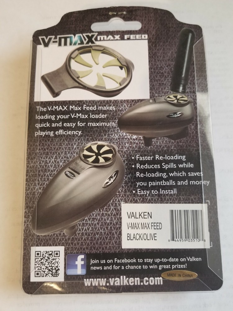 VALKEN PAINTBALL V-MAX MAX FEED LOADER SPEED FEED BLACK/OLIVE