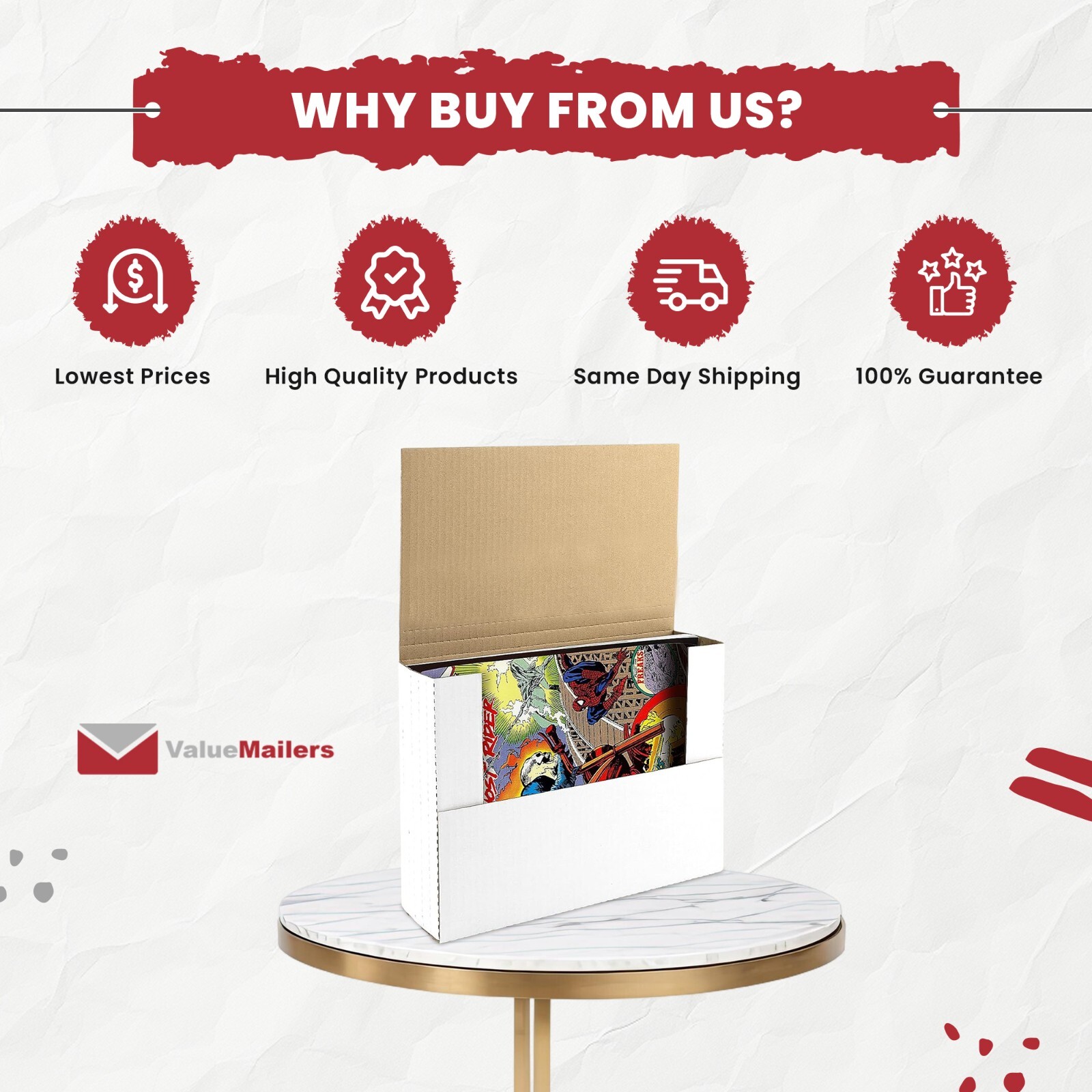 Vinyl Record Mailers White Holds 1 - 4 Records 12" LP Cardboard 50 100 to 1000