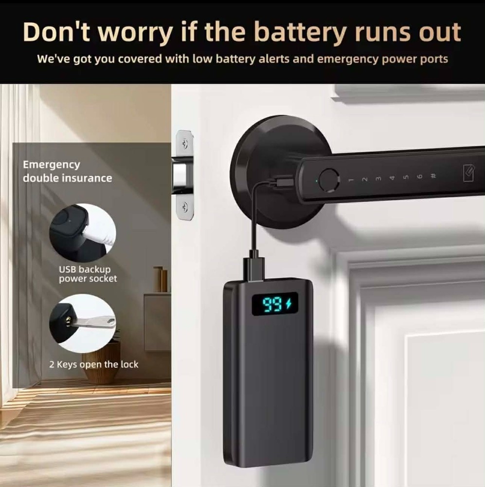 Smart Fingerprint Door Lock Keyless Entry App Control Touchscreen Dead