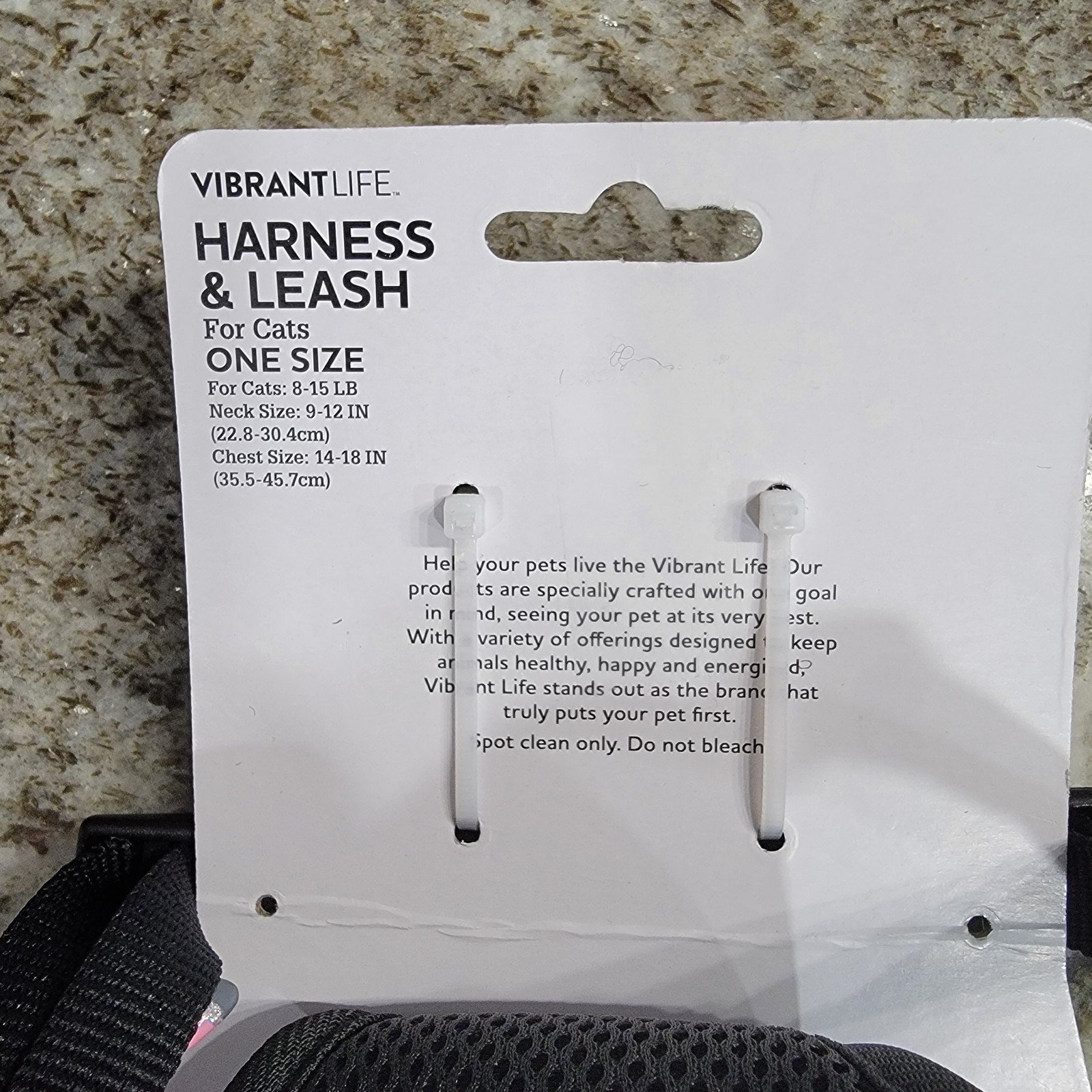 Vibrant Life Mesh Cat Harness & Leash Set Black Adjustable One Size 8-15 Lbs New