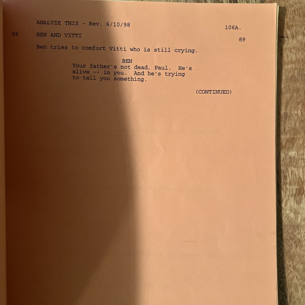ANALYZE THIS original SCRIPT ROBERT DE NIRO, BILLY CRYSTAL from set Rev. 6/17/98