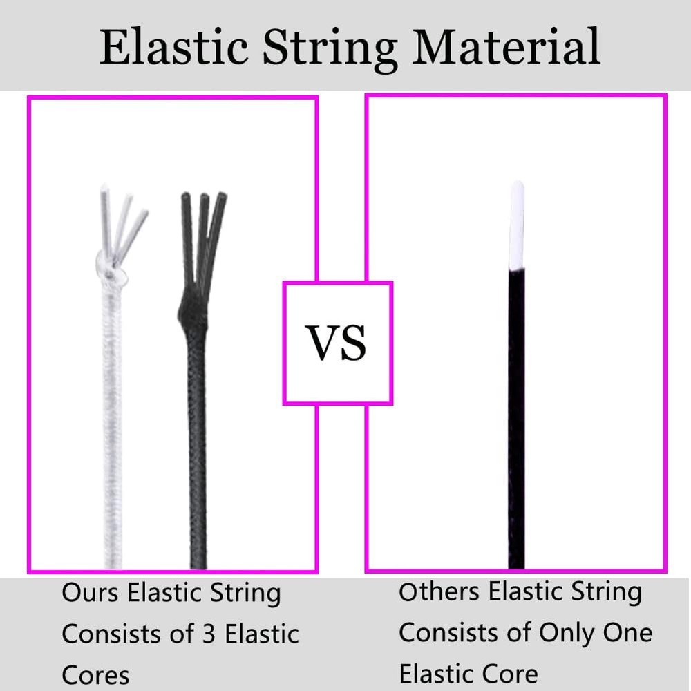 Elastic String for Bracelets, 2 Rolls 1 mm Black+White, Black and White