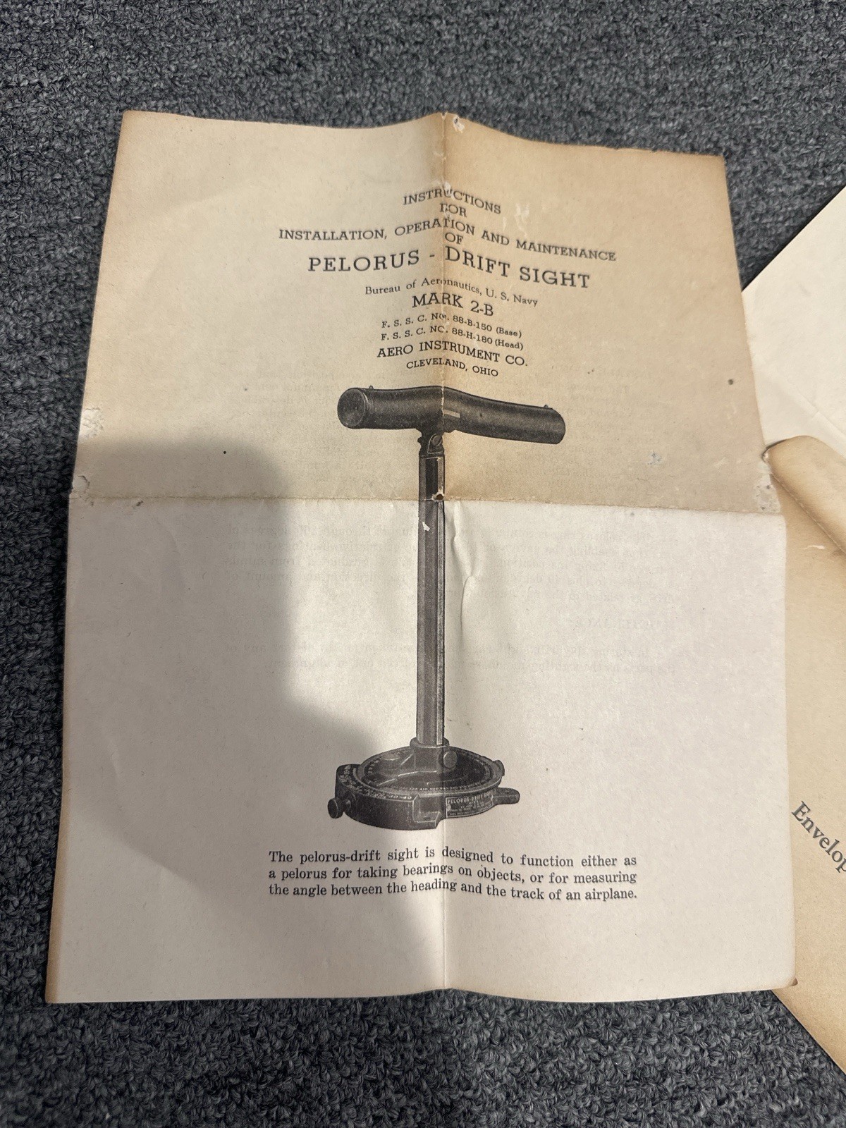 WWII U.S. Navy Pelorus Drift Sight Mark 2B Aero Instrument Co. Complete Antique