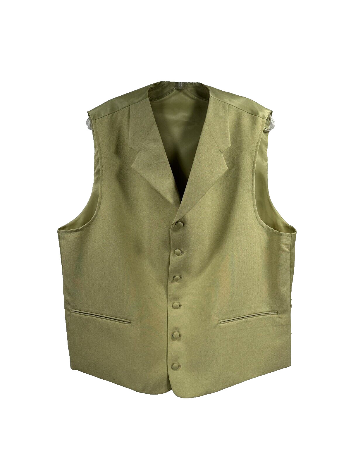Men's Vest Solid Green 6 Buttons Size 46R Arm Pit to Arm Pit 48"
