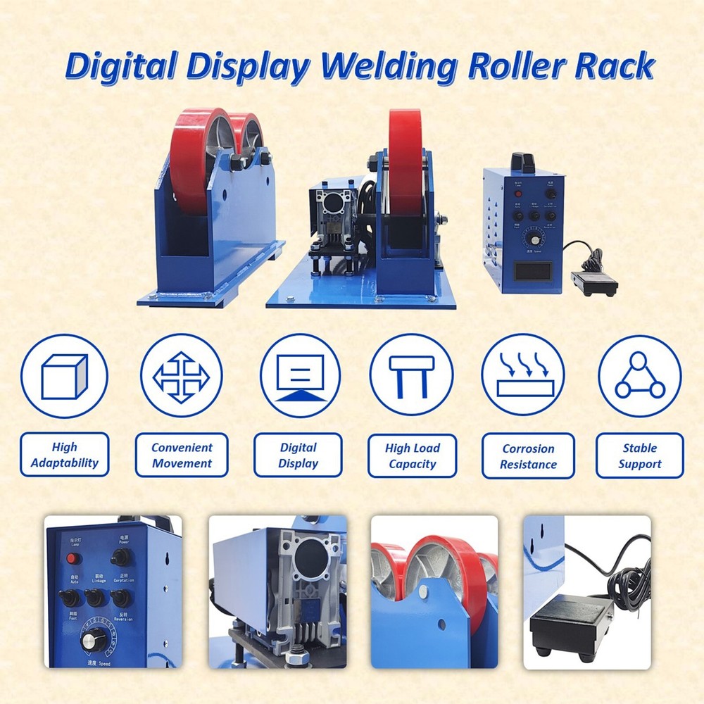 110V 2000KG/4400 lbs Digital Display Welding Roller Rack Welding Roller Bracket