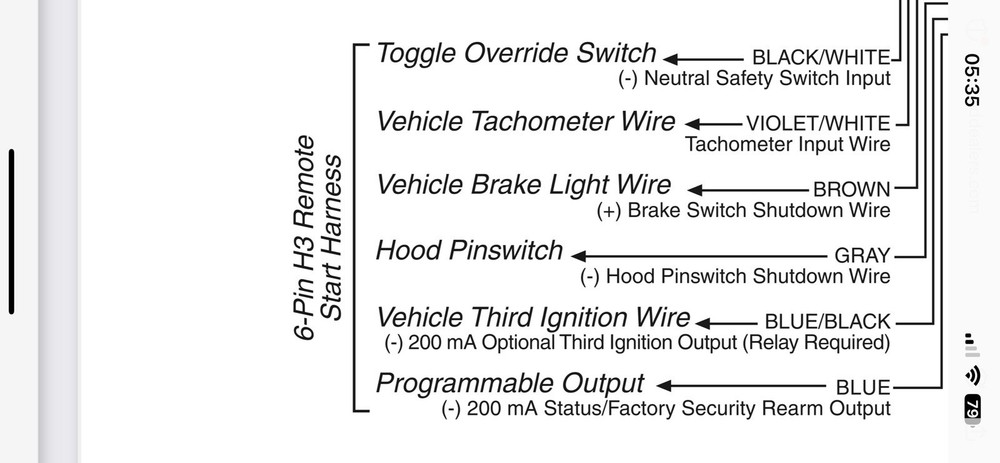 Dei Directed Electronics 6 Pin H3 Harness