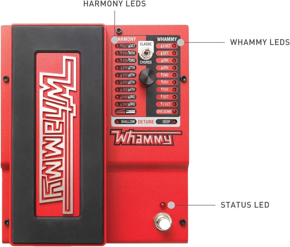 DigiTech Whammy (5th Gen) 2-Mode Pitch-shift Effect w True Bypass & 2 Patch cabl