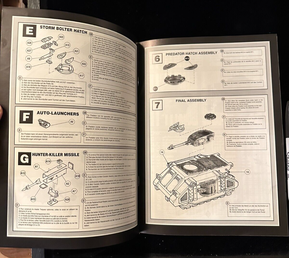 Games Workshop Warhammer 40k Space Marine Predator Tank Assembly Instructions