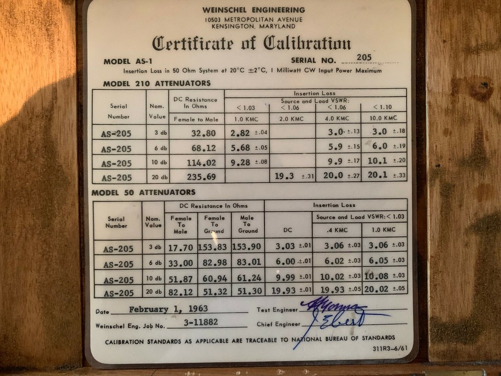 Weinschel AS-1 Precision Attenuator Set