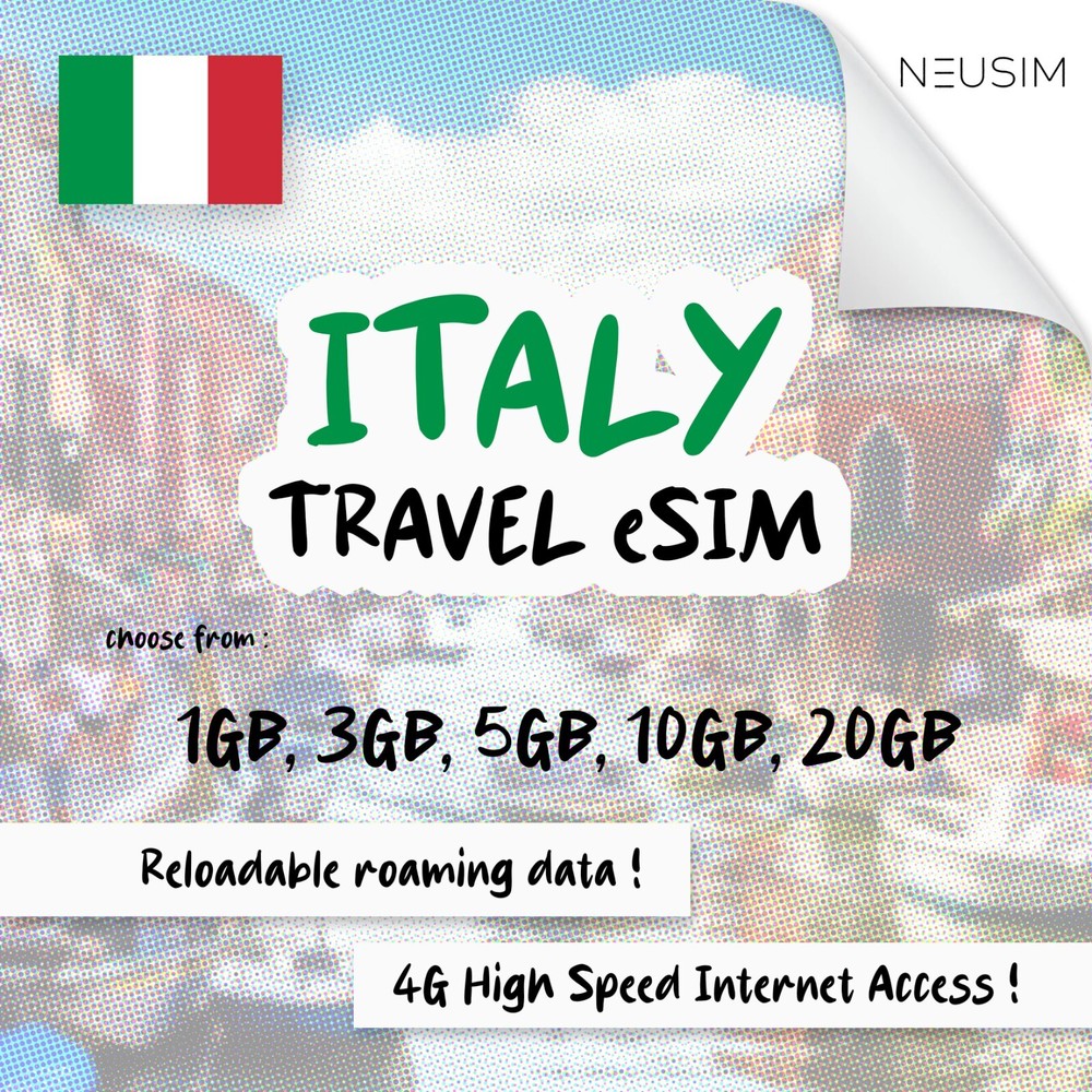 NeuSIM Italy eSIM 1-3GB Data | Same Day DELIVERY!