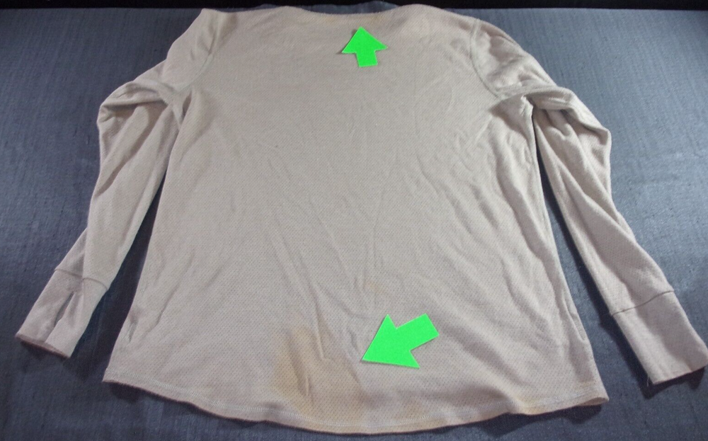 DEFECT FLAME RESISTANT MOISTURE WICKING TAN ARMY BASE LAYER THERMAL SHIRT LARGE