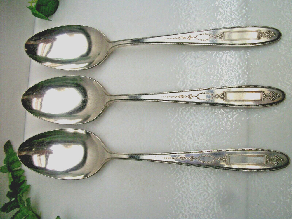 3 Oneida Community Silver GROSVENOR Silverplate Solid Serving Spoons 1921