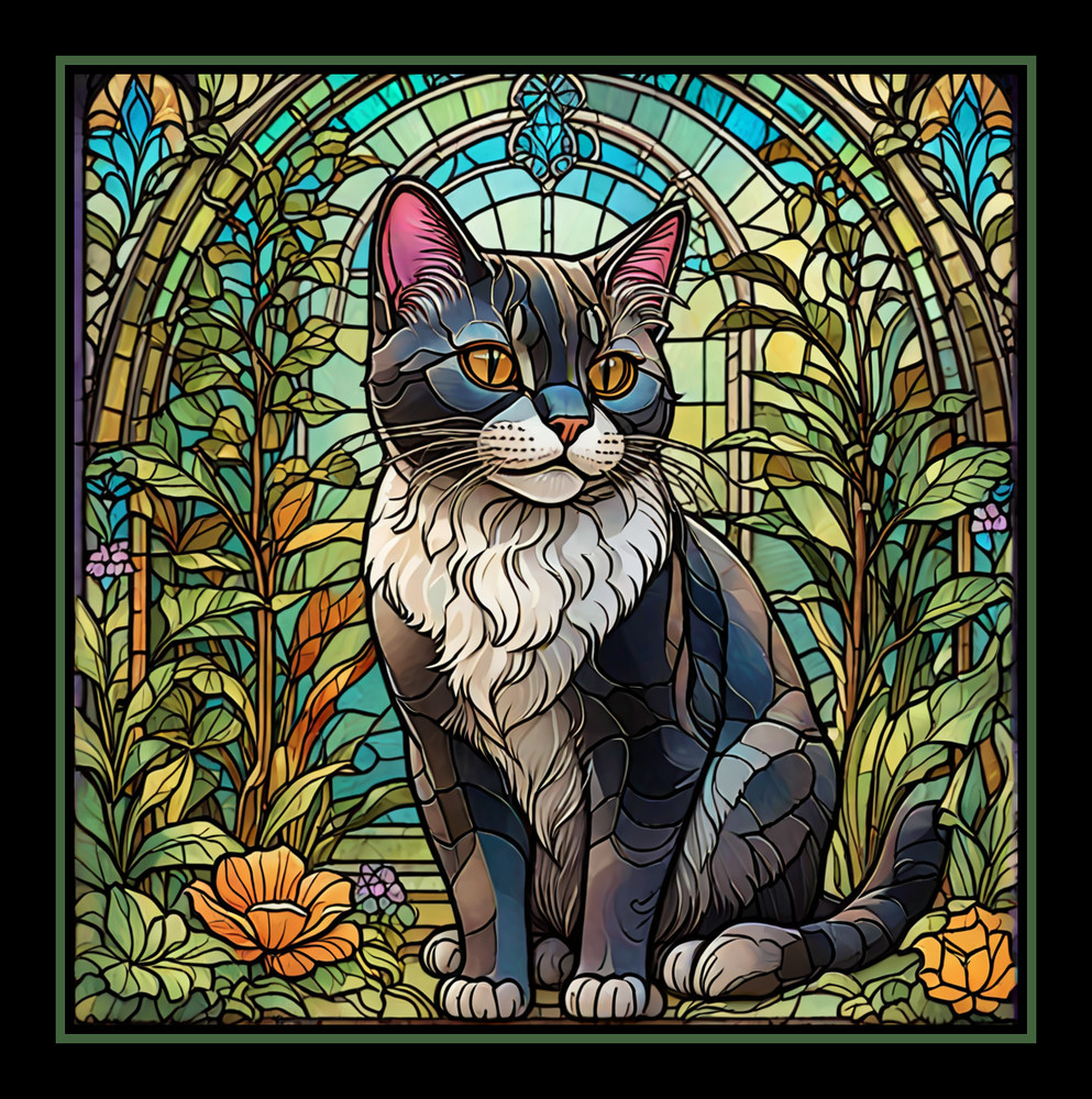 Black and White Cat Large Refrigerator Magnet