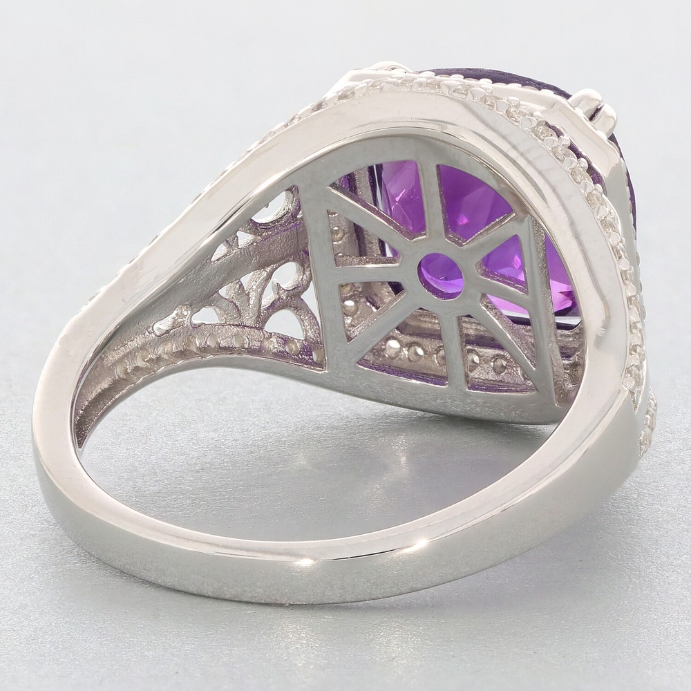 Sterling Silver Semi Mount Ring Setting Cushion CU 10X10mm Solid Art Deco