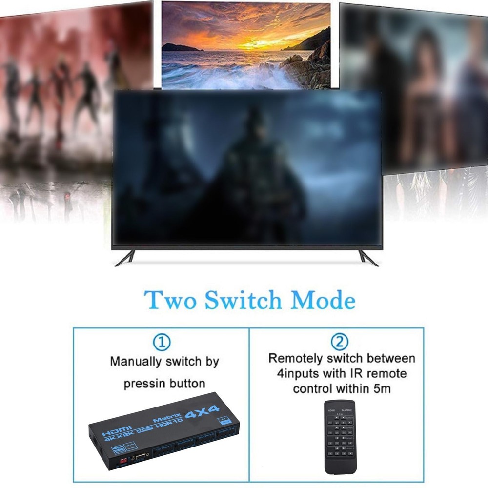 4x4 4 In 4 Out 4K x 2K HDMI 2.0b Matrix Video Wall Controller Processor Switch